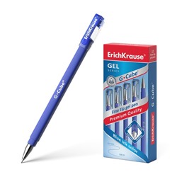 Ручка гелевая ErichKrause G-Cube, чернила синие, узел 0.5 мм, с покрытием Soft Touch, с квадратным сечением корпуса, длина линии письма 500 метров