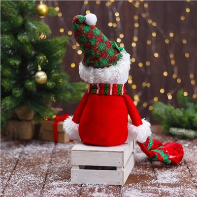 Мягкая игрушка "Снеговик в новогоднем костюме - длинные ножки" 12х62 см