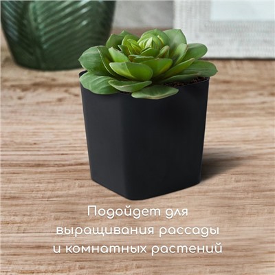 Горшок для рассады, 300 мл, d = 7 см, h = 7 см, чёрный, Greengo