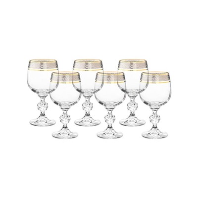 Набор бокалов для белого вина Sterna, декор «Панто платина, отводка золото», 190 мл x 6 шт.