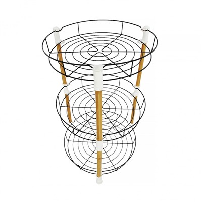 Этажерка металлическая 3-х ярусная 33.5*33.5*54.7 см круглая черный Бамбук Baizheng (1/1)