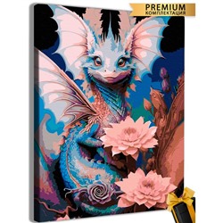 Картина по номерам «Дракон с цветами» 40 × 50 см