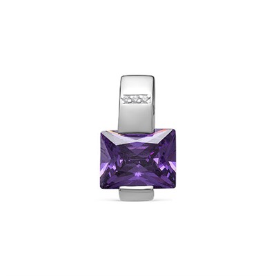 Серебряная подвеска с фиолетовым фианитом - 1214