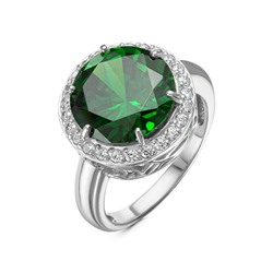 Серебряное кольцо с фианитом цвета изумруд - 1181