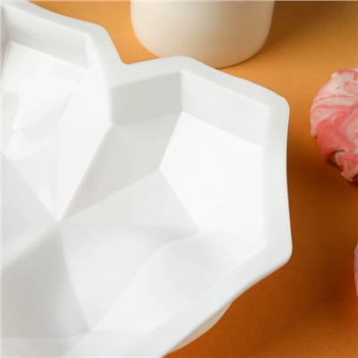 Форма для выпечки и муссовых десертов KONFINETTA «Геометрия любви», 21,5×20×6 см, силикон, цвет белый