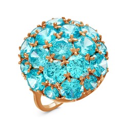 Позолоченное кольцо с голубыми фианитами 1038 - п