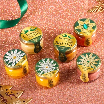 Подарочный набор крем-мёда в деревянной коробке-сотах «Чудес в новом году», 30 г. x 6 шт.