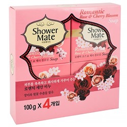 SHOWER MATE Romantic Rose & Cherry Blossom Soap Мыло роза и вишневый цвет 4*100 г