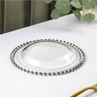Тарелка стеклянная десертная «Орбита», d=21 см, цвет серебряный