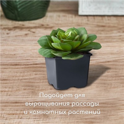 Горшок для рассады, 180 мл, d = 7 см, h = 6 см, чёрный, Greengo