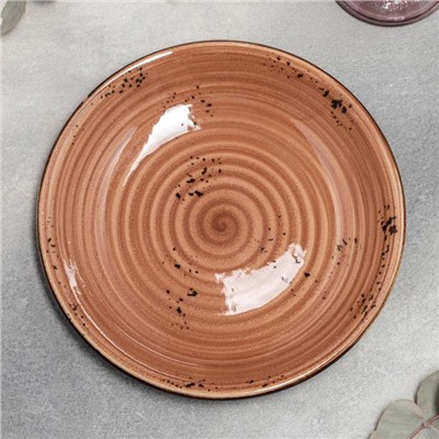 Тарелка фарфоровая глубокая «Винтаж», 500 мл, d=21 см, цвет коричневый