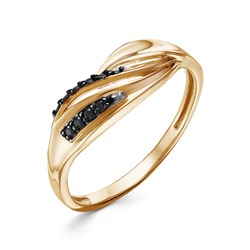 Позолоченное кольцо с черными фианитами - 1326 - п