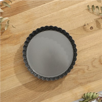 Форма для выпечки «Жаклин. Рифлёный круг», d=13,5 см, съёмное дно, антипригарное покрытие, цвет чёрный