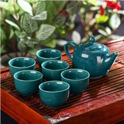 Набор для чайной церемонии керамический «Небо», 7 предметов: 6 пиал 70 мл, чайник 180 мл