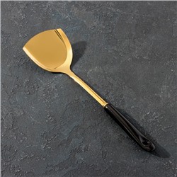 Лопатка из нержавеющей стали Base, 34,5×10×4 см, цвет ручки чёрный, цвет металла золотой
