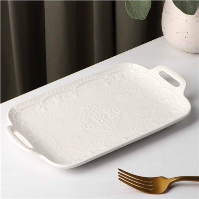 Блюдо керамическое Доляна «Сьюзен», 25×14,5 см, цвет белый