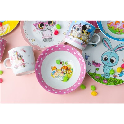 Набор детской посуды Доляна «Дружба», 3 предмета: кружка 230 мл, миска 400 мл, тарелка d=18 см