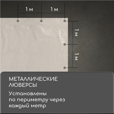 Тент защитный, 8 × 6 м, плотность 60 г/м², люверсы шаг 1 м, тарпаулин, серый