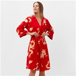 Комплект женский (халат/сорочка), цвет красный, размер 44