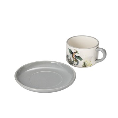 Чайная пара Доляна «Дракоша», 2 предмета: чашка 220 мл, блюдце d=15 см