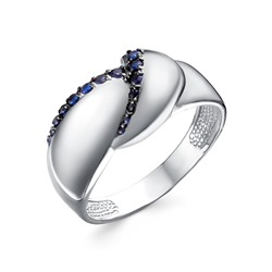 Серебряное кольцо с фианитами синего цвета - 1397