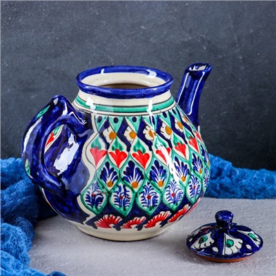 Чайник Риштанская Керамика "Узоры", 1600 мл, синий микс