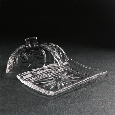 Маслёнка стеклянная «Венеция», 17×12 см