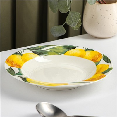 Тарелка суповая Доляна «Лимон», d=20 см, цвет белый
