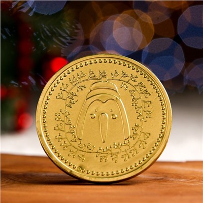 Медаль шоколадная "Счастливого нового года" Пингвин, 25г