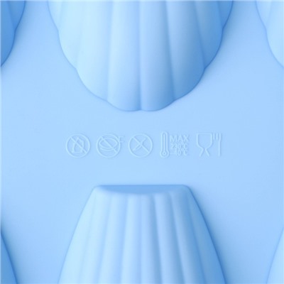 Форма силиконовая для выпечки Доляна «Ракушка», 29,5×17 см, 9 ячеек (6,7×4,5×1,3 см), цвет голубой