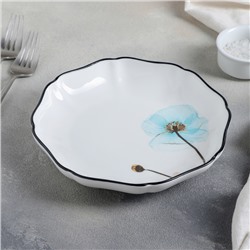 Тарелка фарфоровая десертная «Голубая мечта», 500 мл, d=19 см, цвет белый