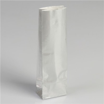 Пакет бумажный фасовочный, глянцевый, серебро, 5,5 х 3 х 17 см