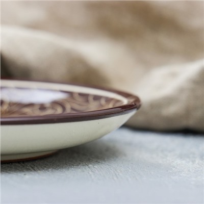 Тарелка Риштанская Керамика "Атлас", коричневая, плоская, 15 см
