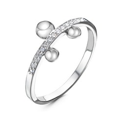 Серебряное кольцо с бесцветными фианитами - 1284