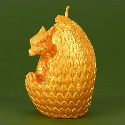 Свеча интерьерная фигурная «Дракон в яйце», золотая, без аромата