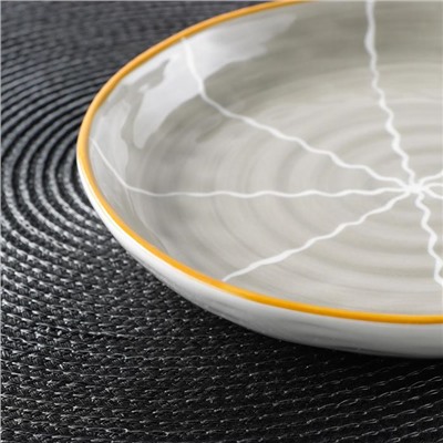 Тарелка керамическая десертная «Молния», d=20,5 см, цвет серый