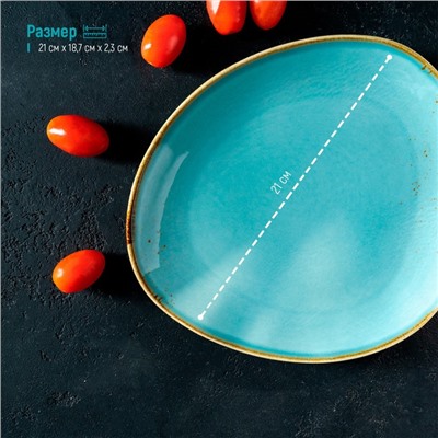 Блюдо фарфоровое для подачи Magistro «Церера», 21×18,7 см, цвет голубой