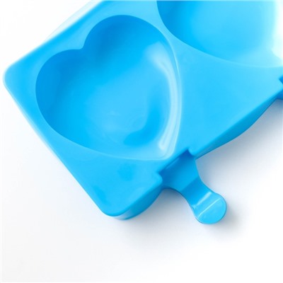 Форма для мороженого «Сердца», 37×15×2,5 см, 4 ячейки (9,2×8,4 см), цвет МИКС