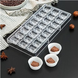 Форма для шоколада и конфет KONFINETTA «Ягодный лист», 27,5×17,5×2,5 см, 24 ячейки, ячейка 2,7×2,5×1,2 см