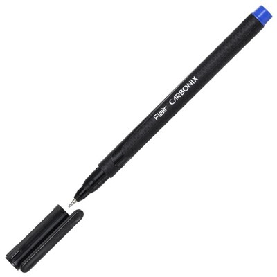 Ручка шариковая Flair Carbonix, узел-игла 0.7 , синяя, длинная линия письма 2XL , карбоновый корпус, (в дисплее)