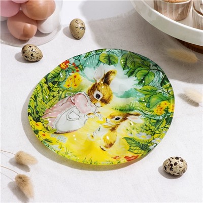 Подставка стеклянная для яиц Доляна «Кроличьи истории», 10 ячеек, 24×20,6 см