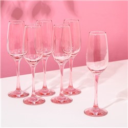 Набор бокалов для шампанского «Роза», стеклянный, 210 мл, набор 6 шт