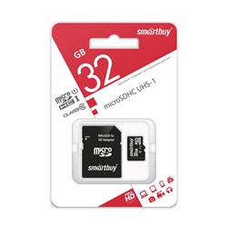 Карта памяти micro SDHC 32 GB Class 10 UHS-I с адаптером SD Smartbuy (1/1)