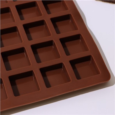 Форма для льда и кондитерских украшений Доляна «Кубики», 36×29,5 см, силикон, 80 ячеек (2,8×2,8×1,2 см), цвет шоколадный