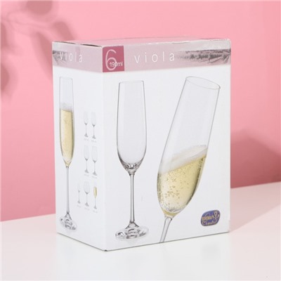 Набор бокалов для шампанского «Виола», 190 мл, 6 шт