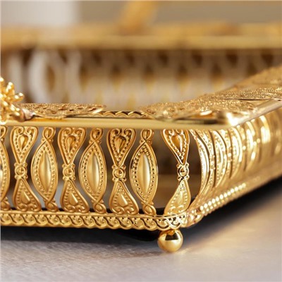 Подставка под десерты «Листок», 49,5×28×8 см, цвет металла золотой