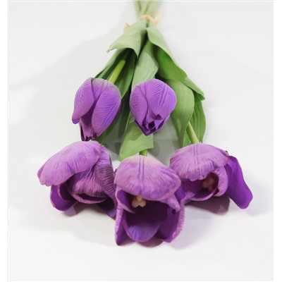 Тюльпан с латексным покрытием фиолет (12 букетов по 5 шт)