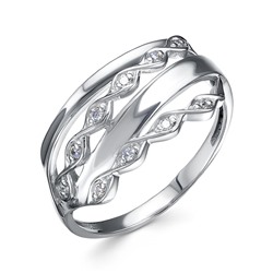 Серебряное кольцо с бесцветными фианитами - 1317