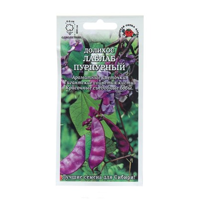 Семена цветов Долихос "Лаблаб пурпурный", 3 шт