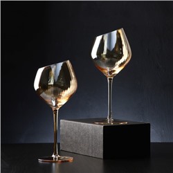 Набор бокалов стеклянных для вина Magistro «Иллюзия», 550 мл, 10×24 см, 2 шт, цвет бронзовый